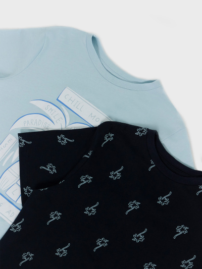 Футболка Mark Formelle 113379-2/25-37885П-0 голубая_дымка_пальмы_на_т.синем_2_сл_1изд_печ_на_ - фото 33