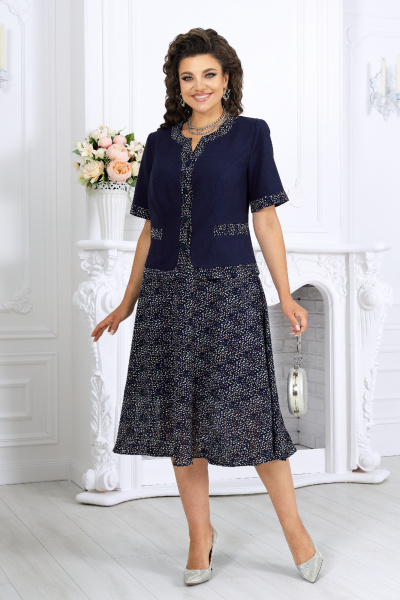 Жакет, юбка Ninele 5992 синий_камни - фото 1