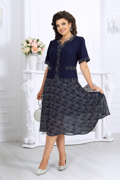 Жакет, юбка Ninele 5992 синий_камни - фото 2