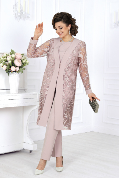 Блуза, брюки, кардиган Ninele 6038 пудра - фото 3