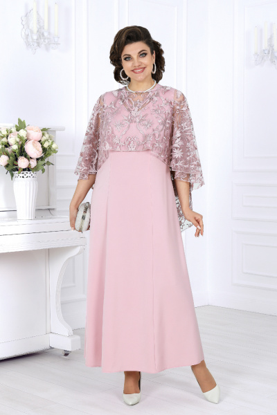 Накидка, платье Ninele 6060 пудра - фото 1