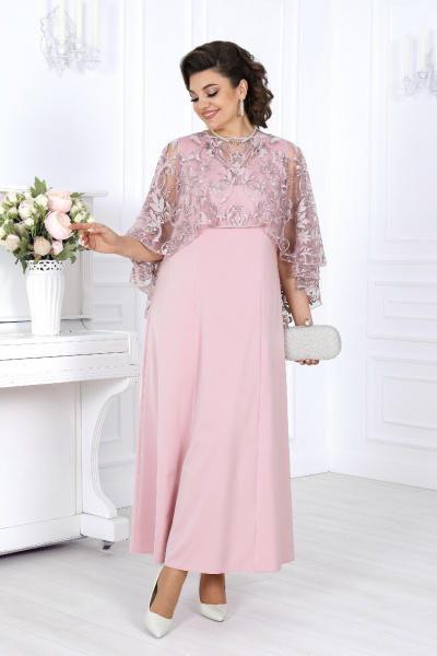 Накидка, платье Ninele 6060 пудра - фото 6