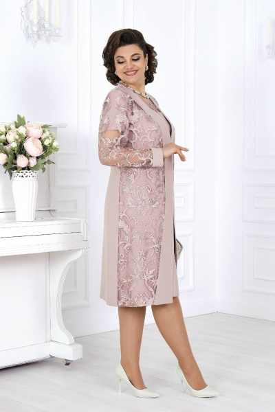 Розовый кружевной вечерний костюм из 2 предметов Ninele 5988 пудра - фото 10