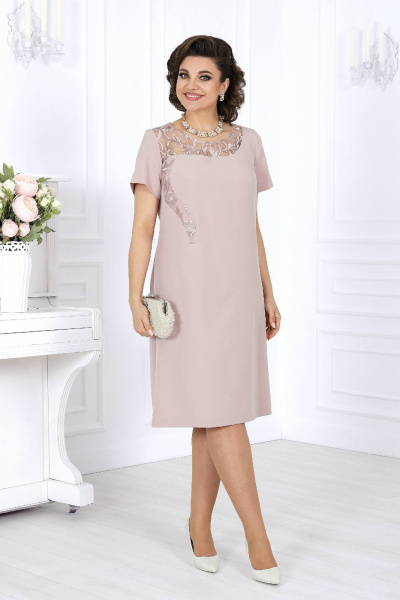 Розовый кружевной вечерний костюм из 2 предметов Ninele 5988 пудра - фото 7