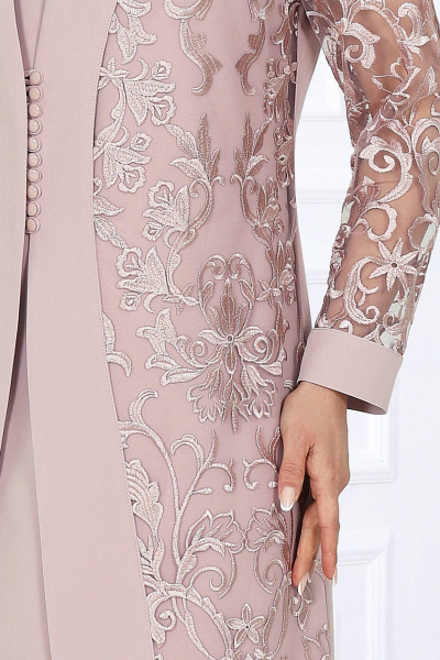 Розовый кружевной вечерний костюм из 2 предметов Ninele 5988 пудра - фото 6