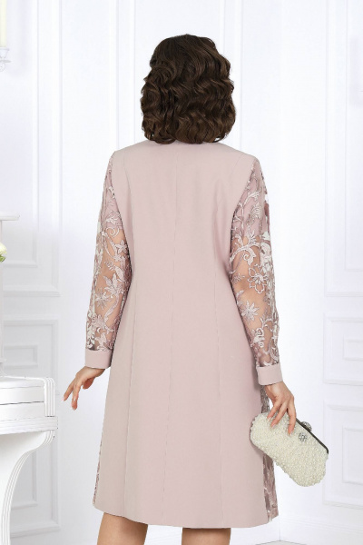 Розовый кружевной вечерний костюм из 2 предметов Ninele 5988 пудра - фото 3