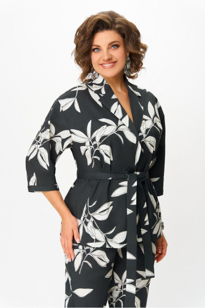 Брюки, жакет DaLi 9347.1 чёрный_с_молочным - фото 5