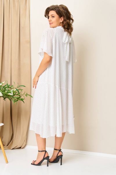 Платье VOLNA 1422 молочно-белый/горох - фото 2