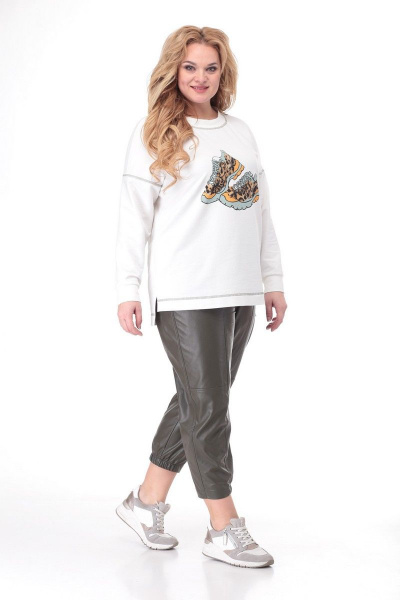 Демисезонный комплект из трикотажа и экокожи с брюками Кэтисбел 2499 - фото 2