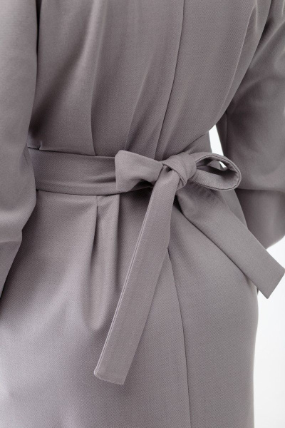 Платье стального оттенка с поясом и пуговицами Anelli 956 серый - фото 5