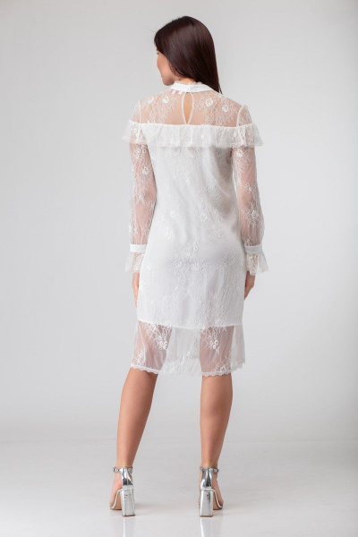 Платье макси с кокетками и съемным поясом Anelli 684 белый - фото 8