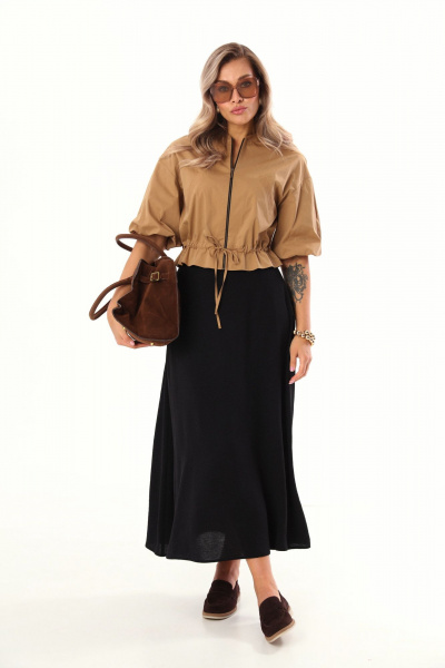 Бомбер, юбка LM К1140134 бежево-черный - фото 1