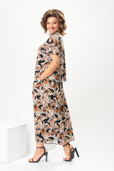 Блуза, брюки Romanovich Style 2-2704 коричневые_цветы - фото 9