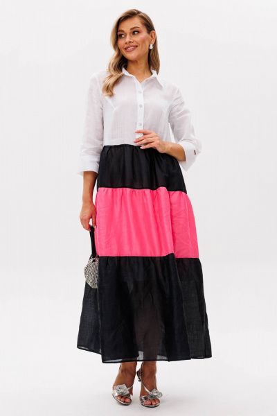 Платье Anastasia 1241.1 бело-черно-розовый - фото 7