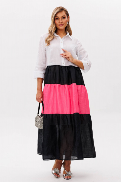 Платье Anastasia 1241.1 бело-черно-розовый - фото 6