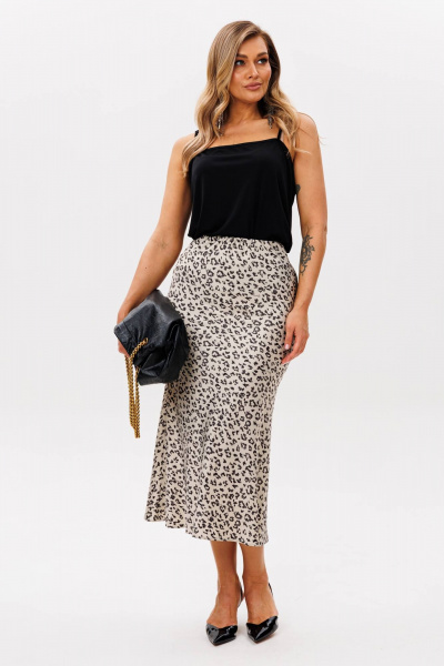 Юбка атласная из шелкового материала с трапециевидным силуэтом Anastasia 1151.1 платина - фото 7