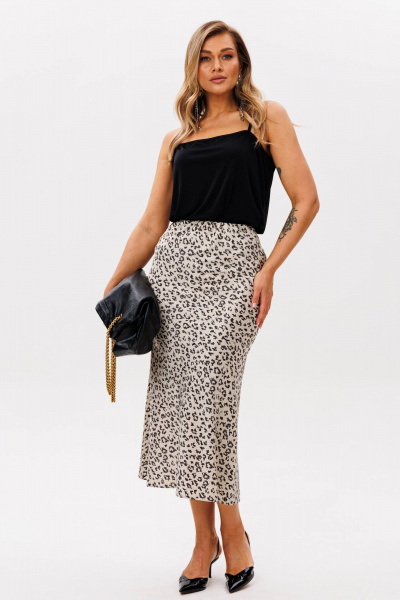 Юбка атласная из шелкового материала с трапециевидным силуэтом Anastasia 1151.1 платина - фото 6