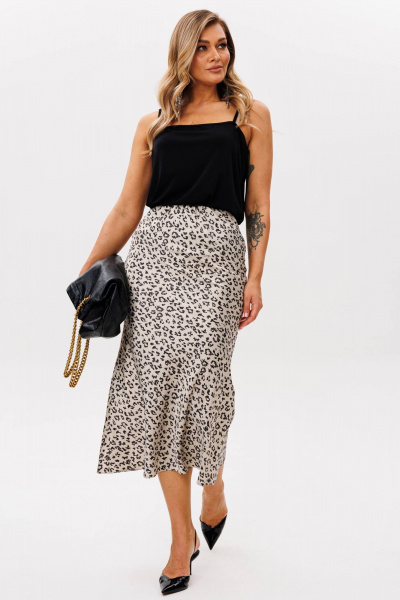 Юбка атласная из шелкового материала с трапециевидным силуэтом Anastasia 1151.1 платина - фото 4