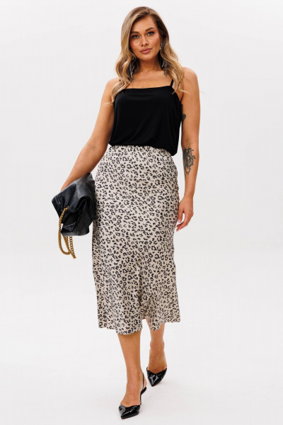 Юбка атласная из шелкового материала с трапециевидным силуэтом Anastasia 1151.1 платина - фото 1