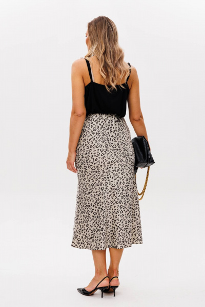 Юбка атласная из шелкового материала с трапециевидным силуэтом Anastasia 1151.1 платина - фото 3