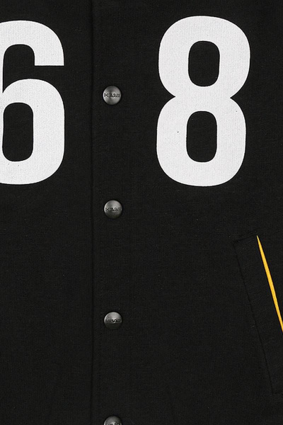 Демисезонный черный жакет для мальчика с капюшоном и молнией Bell Bimbo 180137 черный/желтый - фото 3