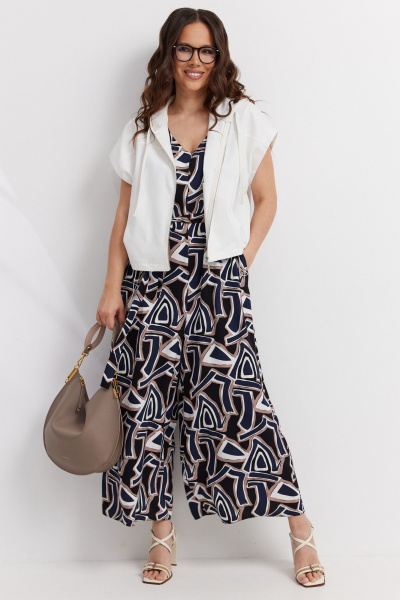 Жилет, комбинезон Магия моды 2600 сине-бежевый+ белый - фото 1