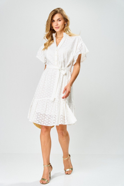 Платье Laikony L-123 молочный/шитье-в-цветочек - фото 4