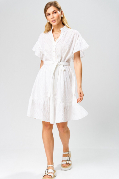 Платье Laikony L-123 молочный/шитье-с-полоской - фото 1