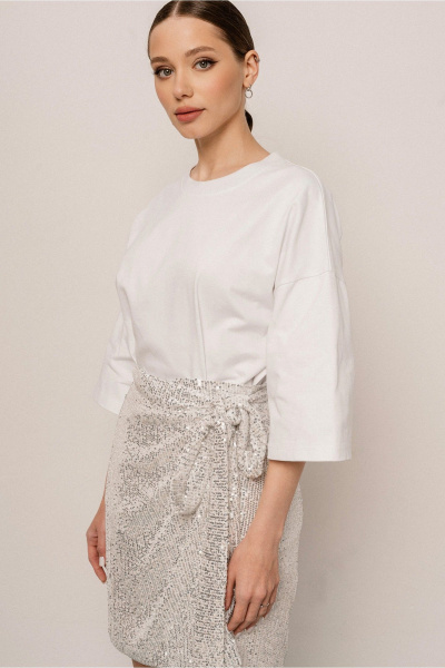 Юбка из сетки с пайетками в нарядном стиле до колен JRSy 2404 - фото 3