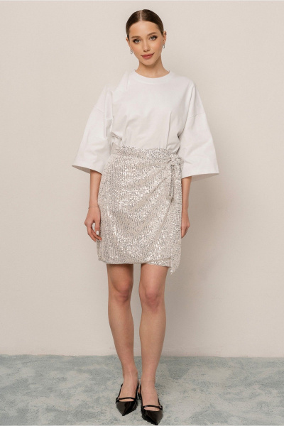 Юбка из сетки с пайетками в нарядном стиле до колен JRSy 2404 - фото 1