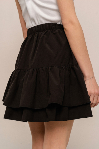 Юбка расширенная с оборками и поясом из текстиля JRSy 2397 черный - фото 3