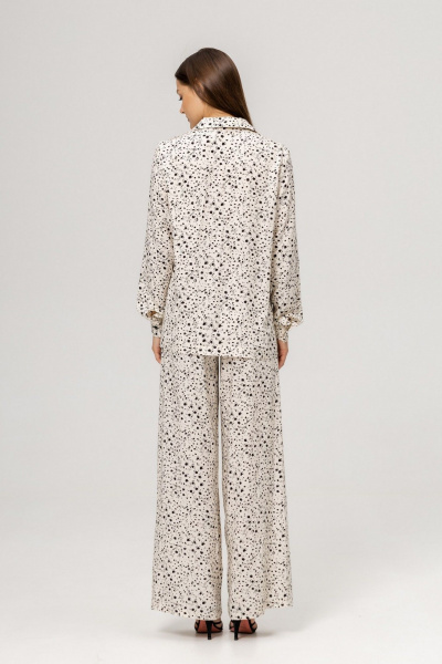 Блуза, брюки Twok 111006 белый с черными цветами - фото 7
