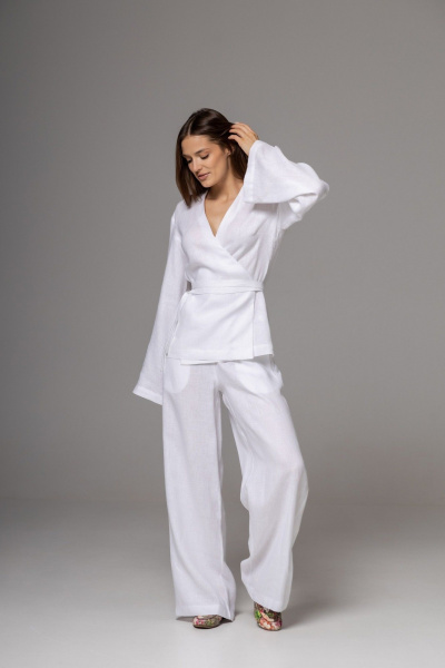 Брюки, кардиган Twok 222101 белый - фото 12