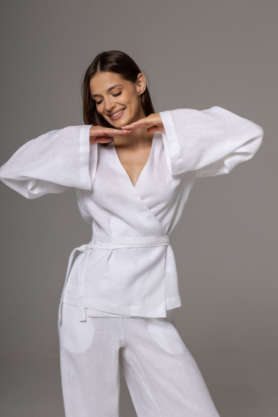 Брюки, кардиган Twok 222101 белый - фото 6