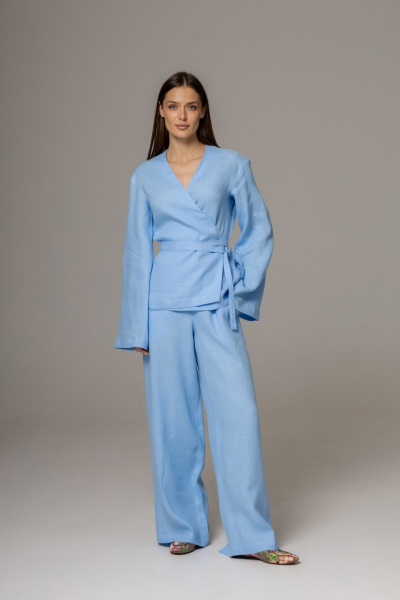 Брюки, кардиган Twok 222102 голубой - фото 9