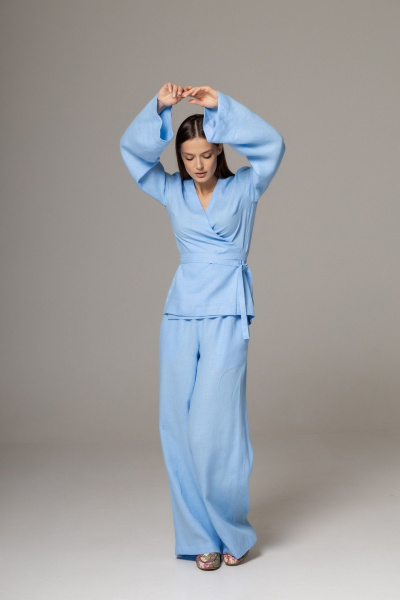 Брюки, кардиган Twok 222102 голубой - фото 3