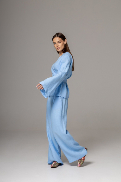 Брюки, кардиган Twok 222102 голубой - фото 2
