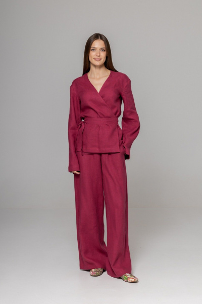 Брюки, кардиган Twok 222104 винный - фото 1