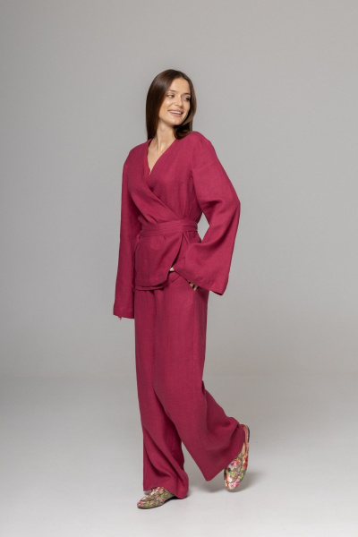 Брюки, кардиган Twok 222104 винный - фото 9