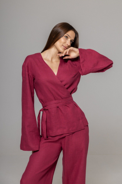 Брюки, кардиган Twok 222104 винный - фото 8