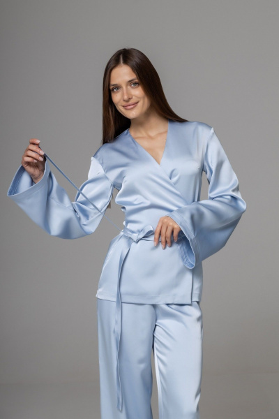 Брюки, кардиган Twok 556333 серо-голубой - фото 6