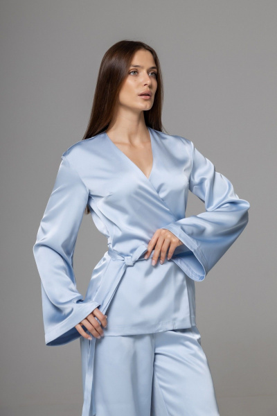 Брюки, кардиган Twok 556333 серо-голубой - фото 5