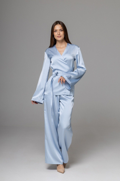 Брюки, кардиган Twok 556333 серо-голубой - фото 4