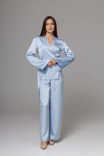 Брюки, кардиган Twok 556333 серо-голубой - фото 3