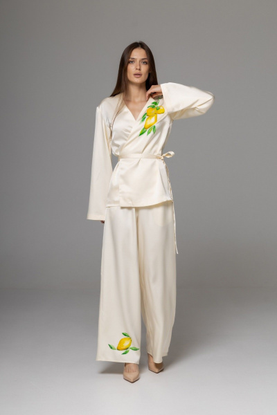 Брюки, кардиган Twok 556334 сливочный - фото 1