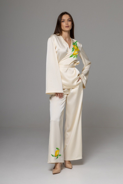 Брюки, кардиган Twok 556334 сливочный - фото 2