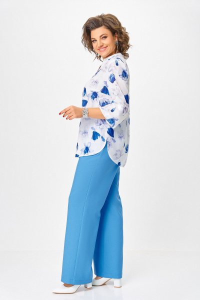 Блуза Swallow 852.1 молочный/синие_и_серые_цветы - фото 6
