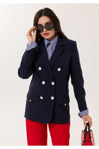 Блуза, брюки, жакет Твой имидж 2167 синий-красный - фото 6