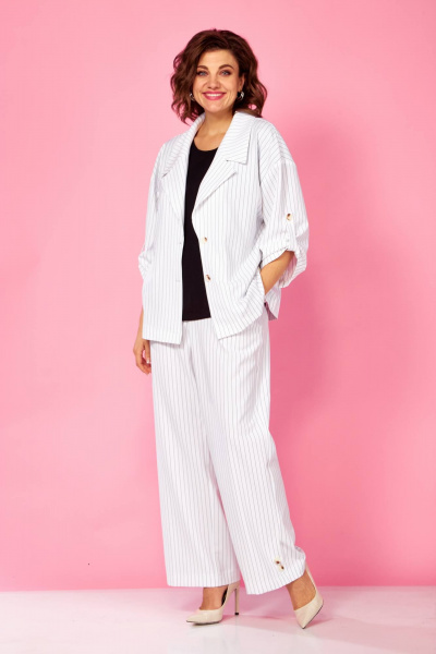 Блуза, брюки, жакет Ольга Стиль С-935 полоска-черный - фото 2