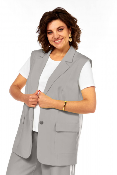 Брюки, жилет, футболка Ольга Стиль Л-427 серый - фото 3